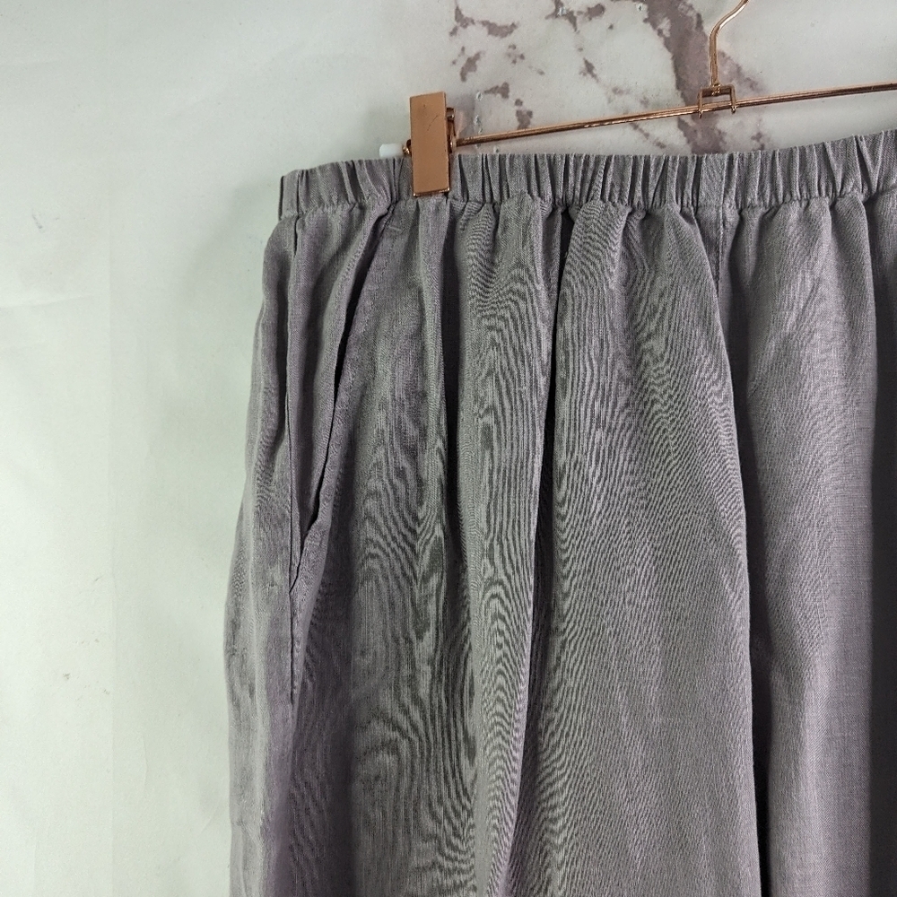 Kleen Pants Womens Large Purple Gray Pull On Linen Elastic Cropped High Rise - Picture 2 of 9